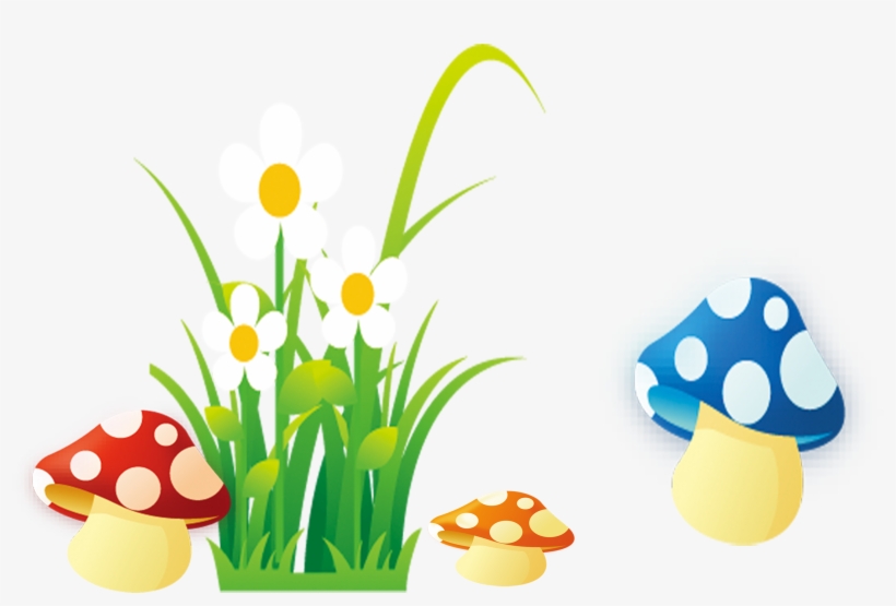 Mushroom Drawing Flower - Mushroom And Flower Cartoon, transparent png download