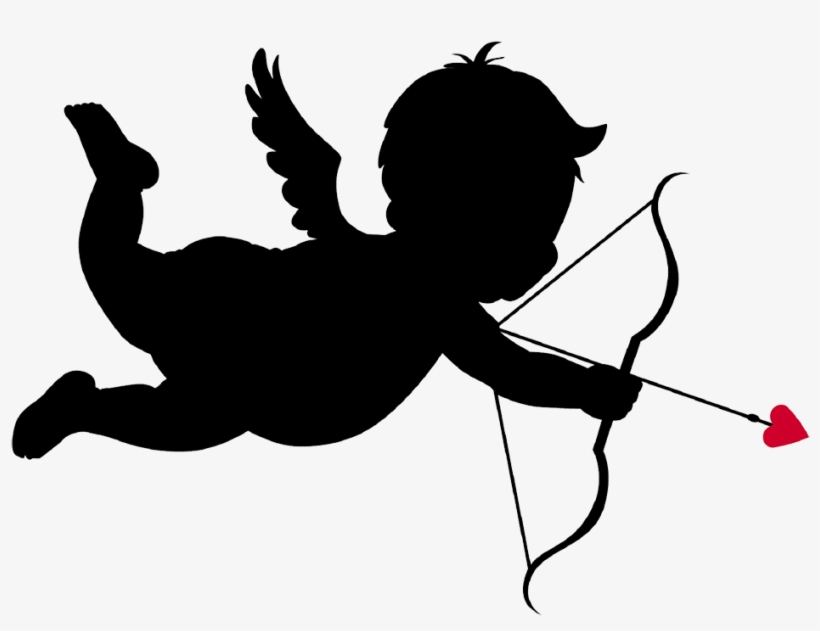 Cupid With Bow And Arrow - Cupid Silhouette Png, transparent png download