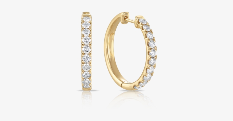Diamond Huggie Earrings Set In 9ct Yellow Gold - Earring, transparent png download