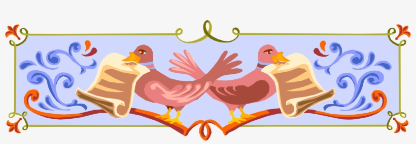Vector Illustration Of Pigeon Animals With Scroll Containing - Cartoon, transparent png download