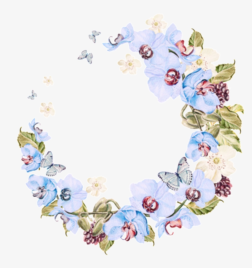 Fresh Light Blue Hand Painted Garland Decorative Elements - Flower, transparent png download
