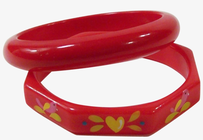 Vintage Red Plastic Bangle Bracelets - Bracelet, transparent png download