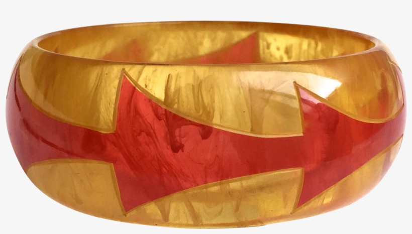 Bakelite Bangle Bracelet Carved With Red Arrows - Bangle, transparent png download