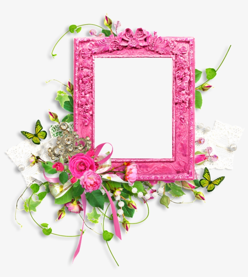 Ribbon Flower Butterfly Border Png - Floral Design, transparent png download