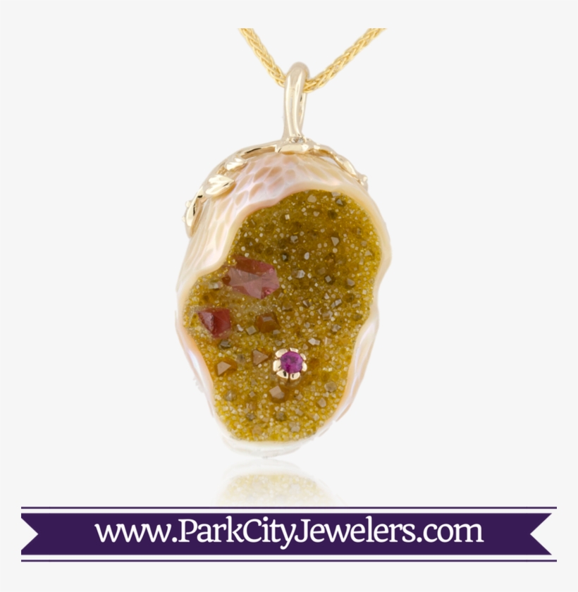 Pearl With Pink Tourmaline, Ruby And Created Diamond - Snowflake Necklace Gold Diamond, transparent png download