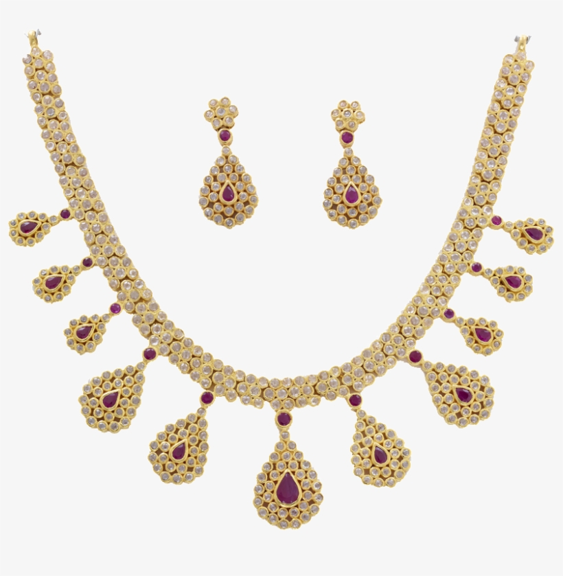 Contemporary Diamond And Stones Encrusted Gold Necklace - Necklace, transparent png download