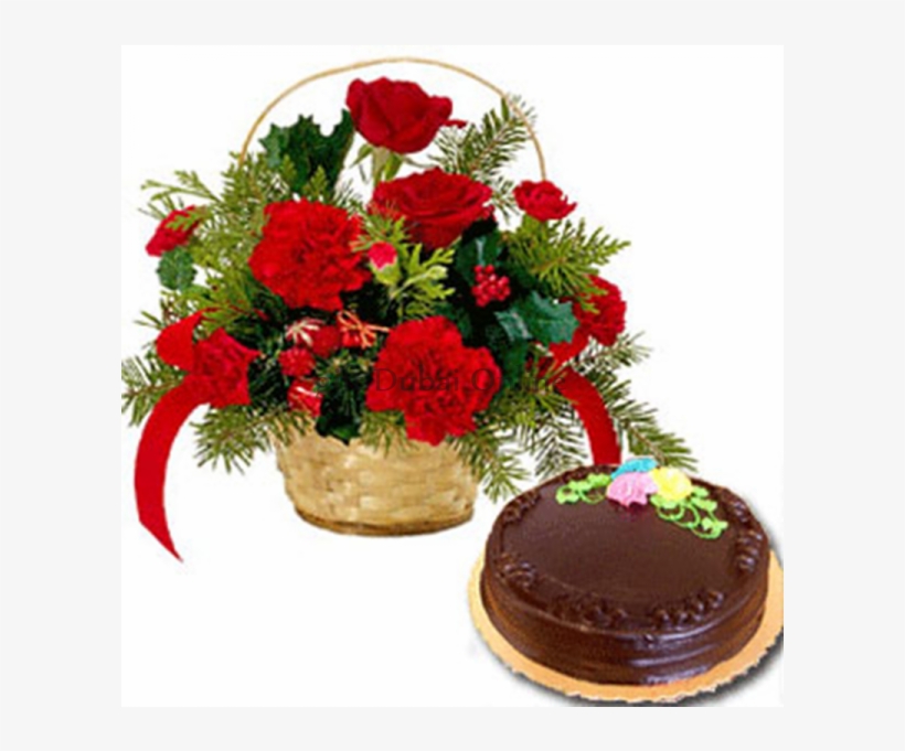 Flower Basket Combo In Sharjah Flower Chocolate Cake Gift PNG Image