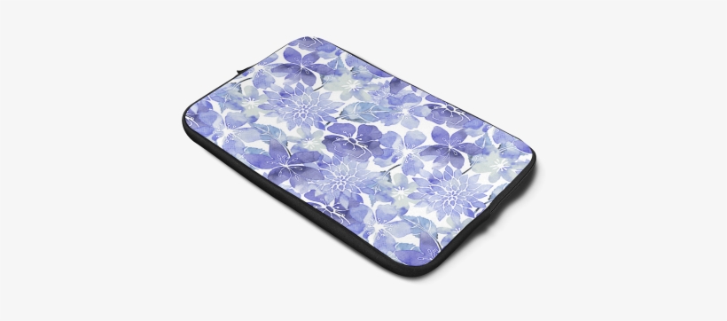 Watercolor Flower Pattern Custom Sleeve For Laptop - Blue Green Watercolor Flower Pattern Laptop Sleeve, transparent png download
