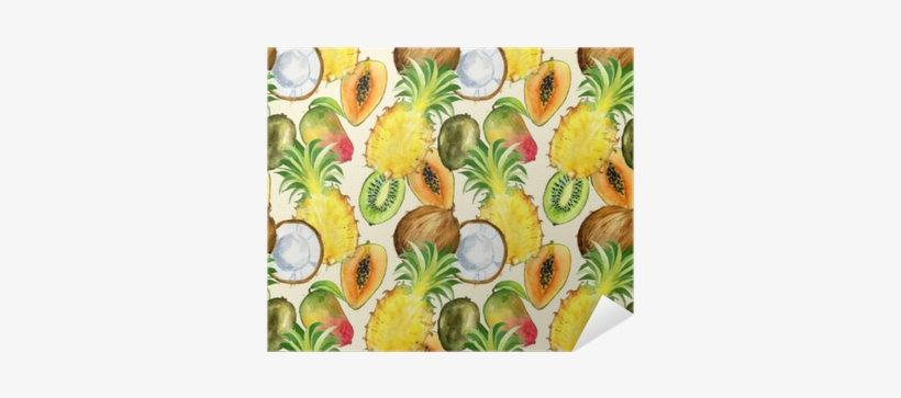 Seamless Pattern With Tropical Exotic Fruits - Tropical Fruit Print Fabric, transparent png download