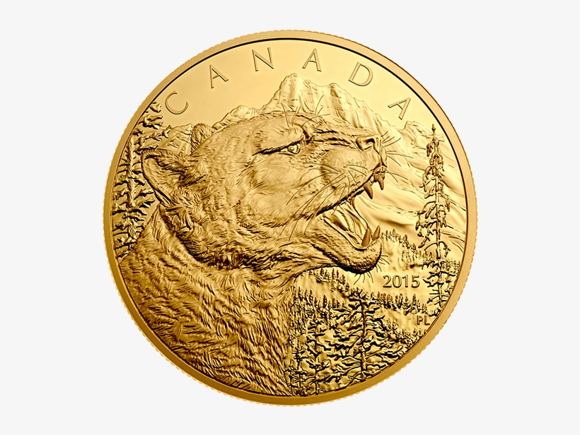 2015 1 Oz Canadian Gold Growling Cougar Coin - 2017 Maple Leaf Goin Coin, transparent png download
