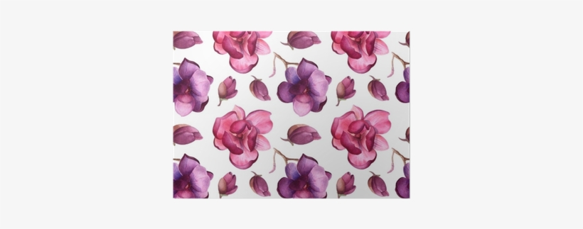 Magnolia Or Tulip Tree Flowers Pattern, Beautiful Watercolor - Watercolor Painting, transparent png download