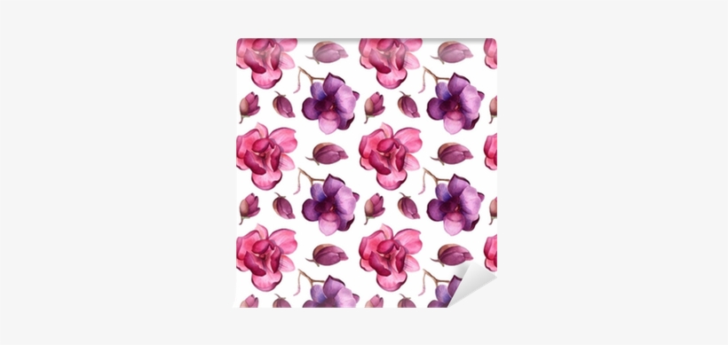 Magnolia Or Tulip Tree Flowers Pattern, Beautiful Watercolor - Canvas, transparent png download