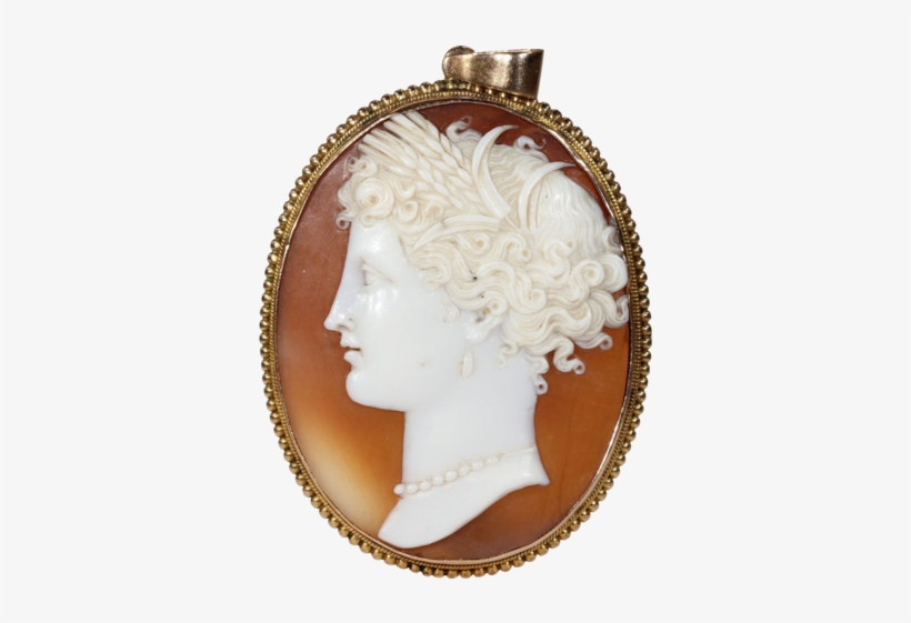 Antique Victorian Cameo Pendant Of A Lady Gold Frame - Victorian Cameo Gold, transparent png download