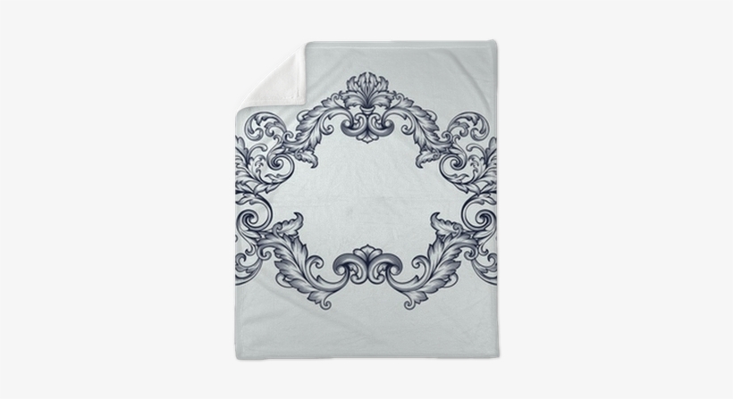 Vector Vintage Baroque Frame Scroll Pattern Plush Blanket - Floral Border Designs Tattoo, transparent png download