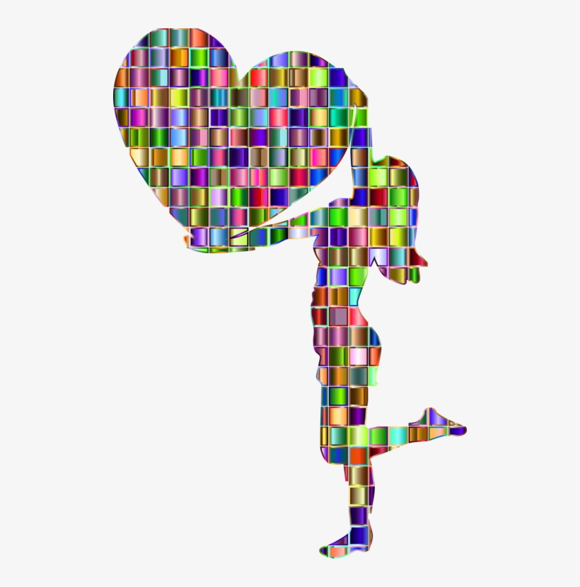 Woman Computer Icons Mosaic Art Girl - Woman And Heart Png, transparent png download