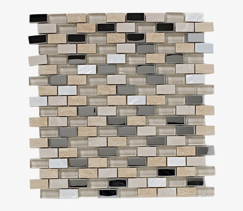 Naturals Beige Mixed Material Gloss Wall Mosaic Tile - Pearl Metal Crackle Glass Stone Mosaic, transparent png download