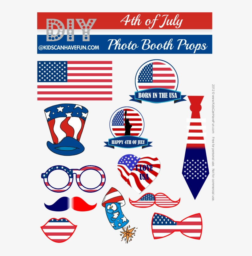 4th Of July Photo Booth Props - Free Printable 4th Of July Photo Props, transparent png download