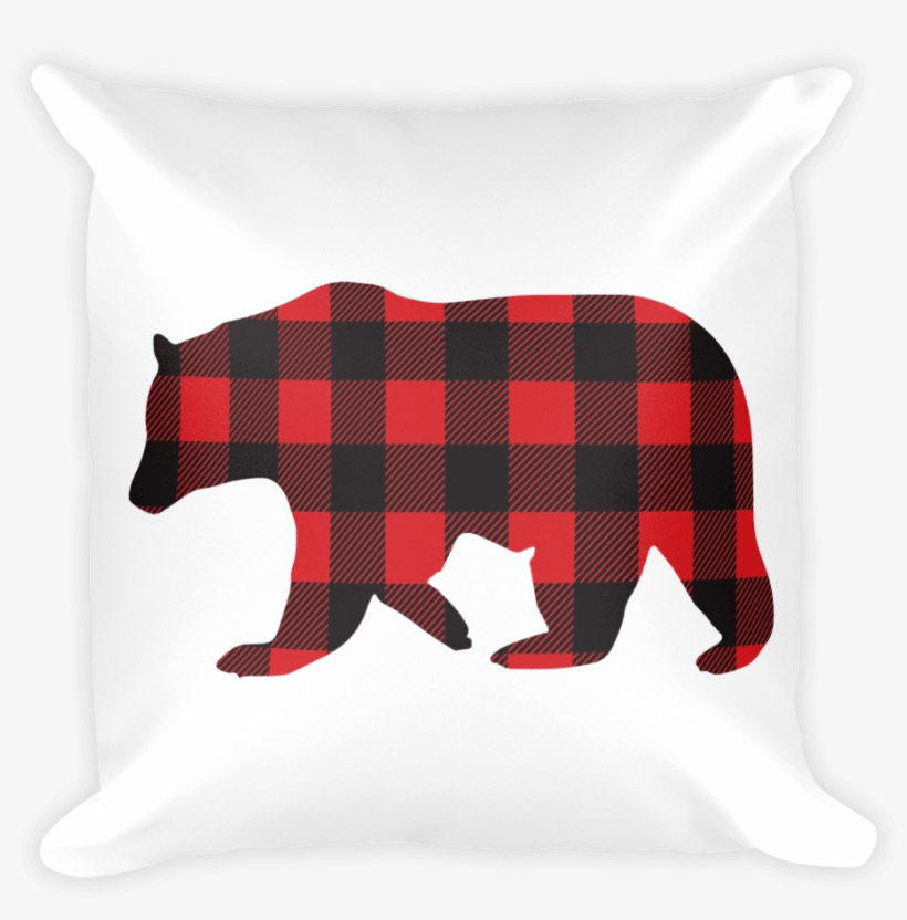 Plaid Bear Pillow Swish Embassy - Silhouette Bear, transparent png download
