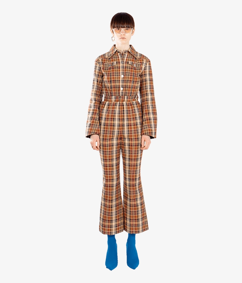 [pre-order] Brown Cotton Plaid Boiler Suit, transparent png download