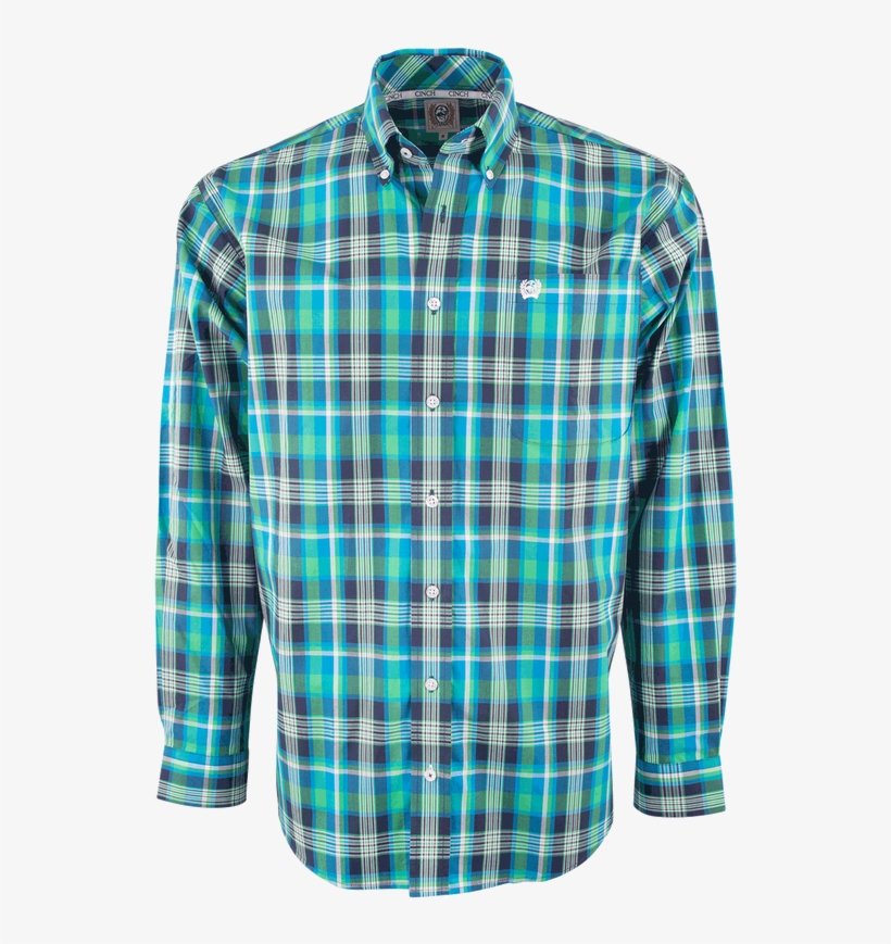 Cinch Blue And Green Bold Plaid Plain Weave Shirt - Shirt, transparent png download