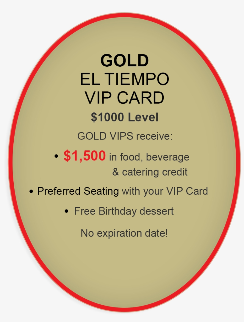 Select Your Gold Or Platinum El Tiempo Vip Card Now - Circle, transparent png download