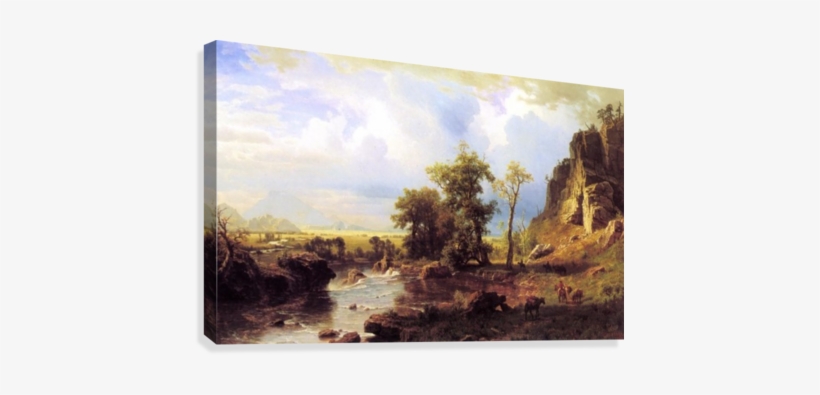 North Fort Of The Platte River Nebraska Canvas Print - Platte River Nebraska Albert Bierstadt, transparent png download
