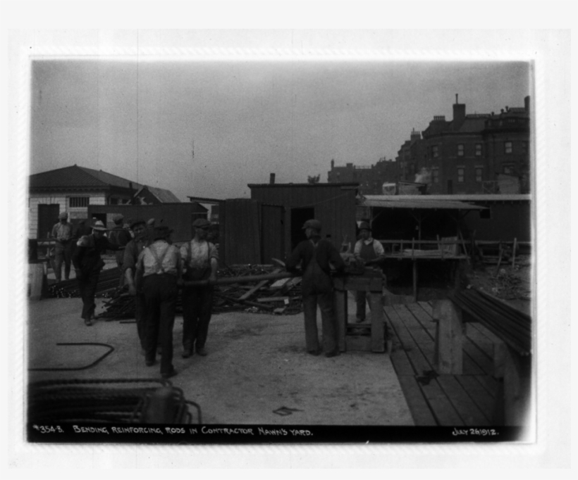 Bending Reinforcing Rods In Contractor Nawn's Yard, - Photograph, transparent png download