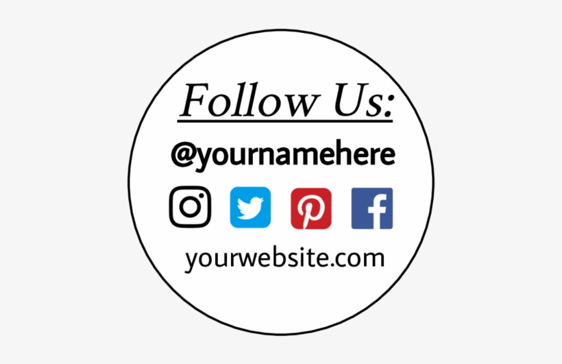 "follow Us" Social Network Themed Editable Label Design - Follow Us On Template, transparent png download