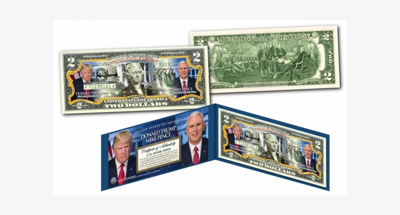 Donald Trump / Mike Pence *official Portraits * Genuine - 2 Dollar Bill, transparent png download