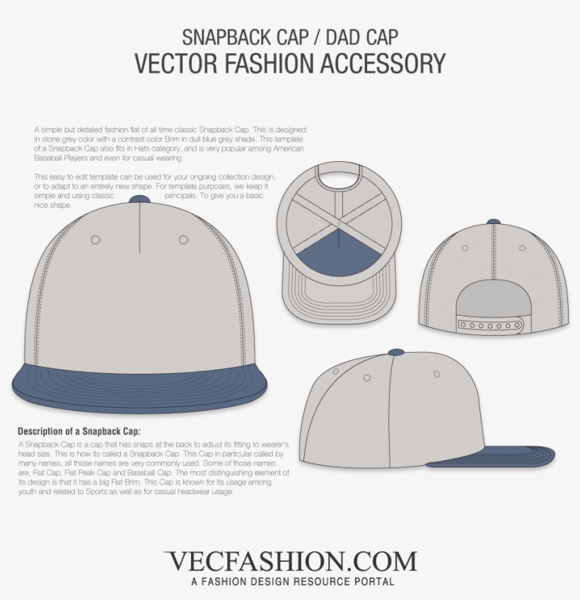 Snapback Cap Vector Fashion Flat - Baseball Cap, transparent png download