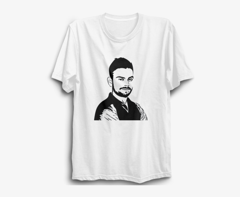 Cric 30 Virat Kohli Face 2 Half Sleeve White - Bhole Baba, transparent png download