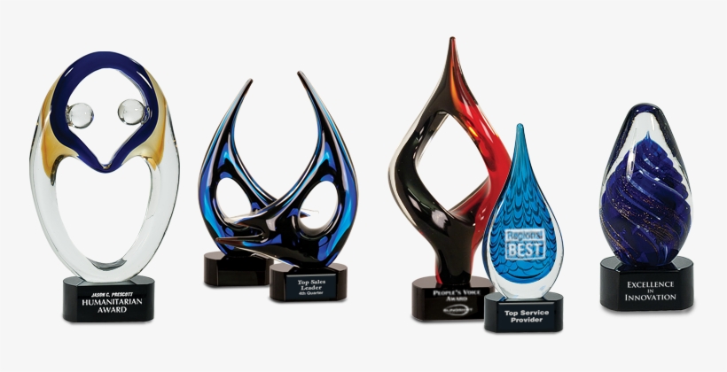 Crystal Awards - Blue Tear Drop Swirl Glass Art Trophies, transparent png download