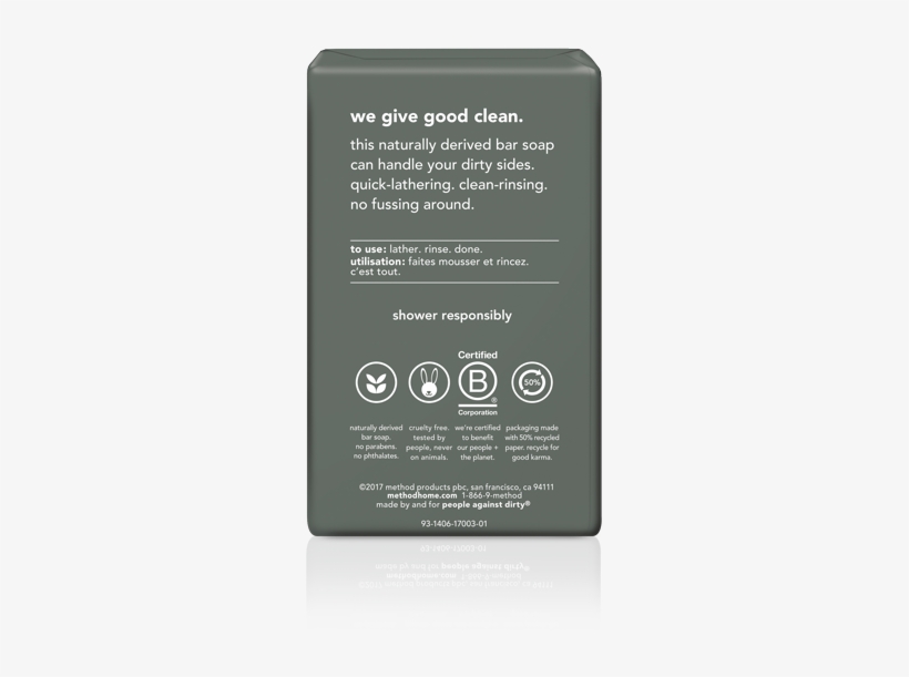 6oz Bar Seasurf-back - Method Men's Bar Soap Sea Surf, transparent png download