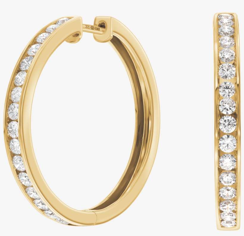 Channel Set Round Brilliant Diamond Hoop Earrings Set - Tresor Paris Channel Set Round Brilliant Diamond Hoop, transparent png download