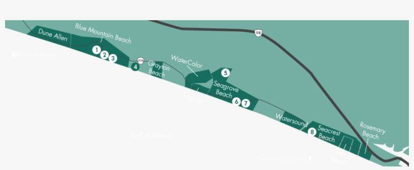30a South Walton Luxury Community Map - Emerald Coast Luxury, transparent png download