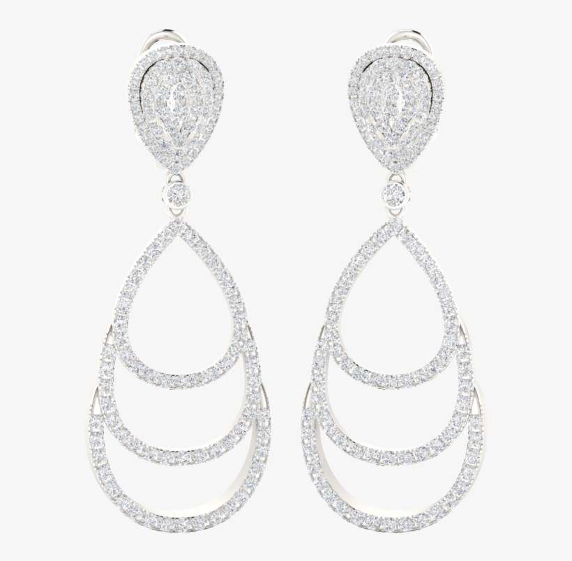 Triple Pear Diamond Hoop Earrings - Earring, transparent png download