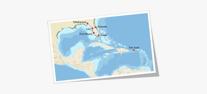 Map Of Florida With Usgs Offices - Water, transparent png download