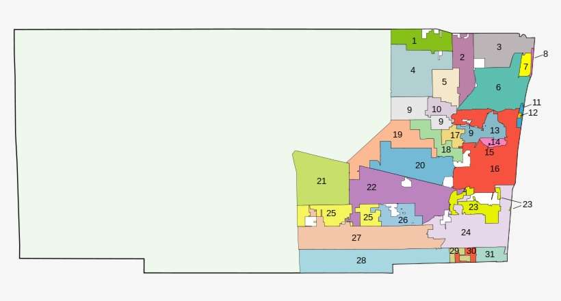 Broward County Map Numbered Counties - Broward County Population Density, transparent png download