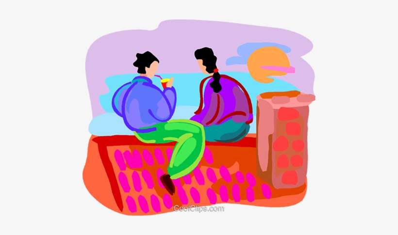 Two People Sitting On The Roof Top Royalty Free Vector - Two People Sitting On A Roof, transparent png download