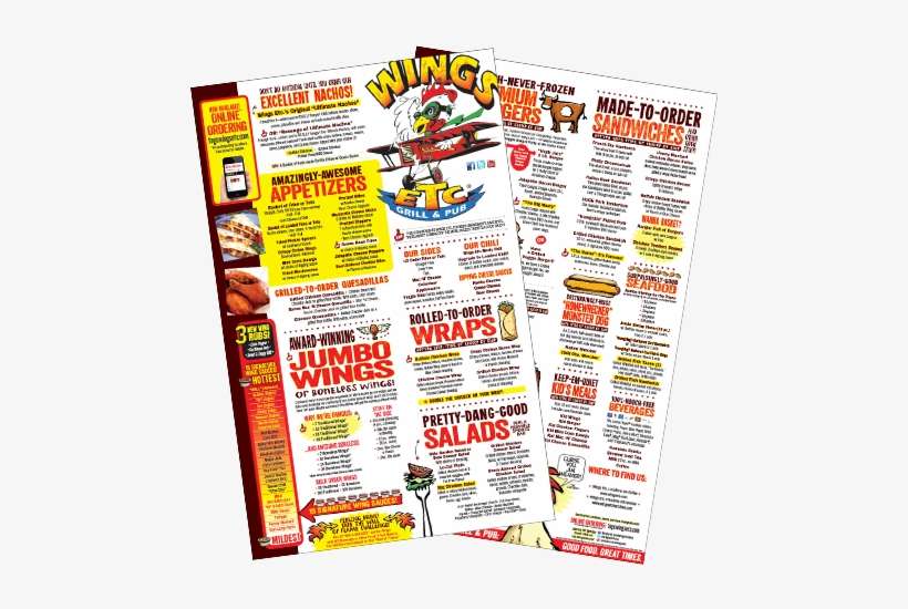 Menu - Wings Etc Boiling Springs Sc Menu, transparent png download