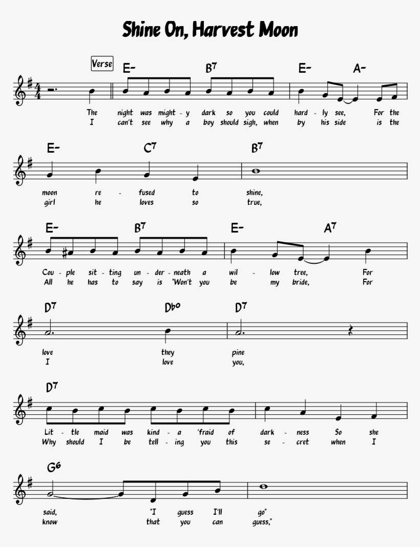 Shine On, Harvest Moon Sheet Music 1 Of 2 Pages - Sheet Music, transparent png download