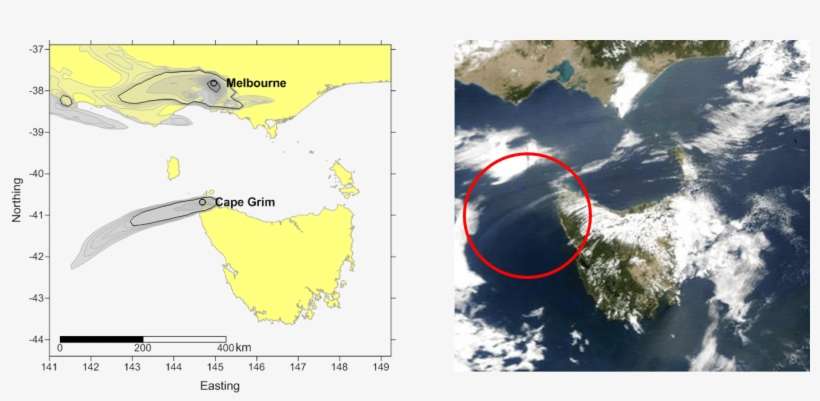 Map Compared With Satellite Image Of Smoke Plumes Over - Smoke, transparent png download