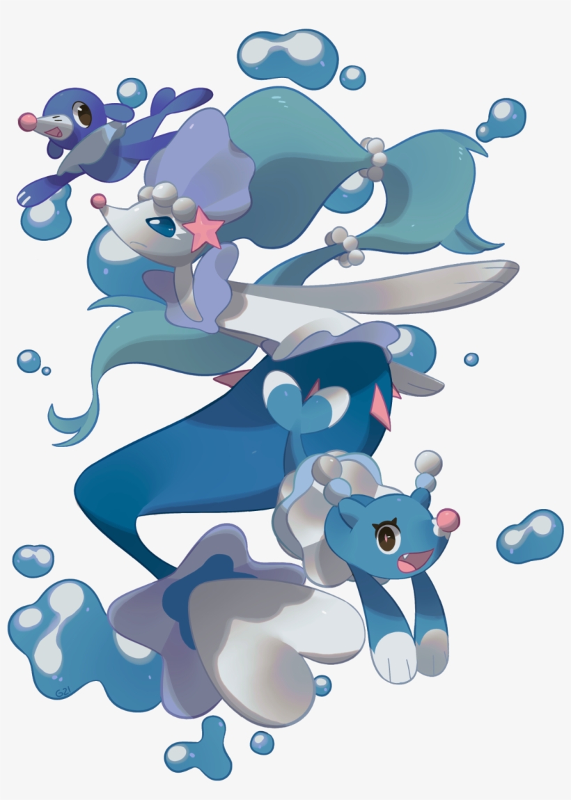 Popplio, Brionne, And Primarina Pokemon Primarina, - Pokémon, transparent png download
