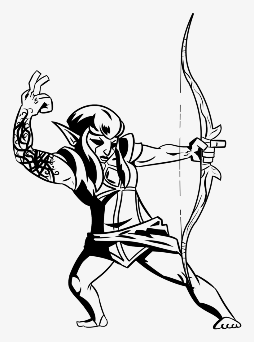 Clip Black And White Library Archery Drawing Ink - Drawing, transparent png download