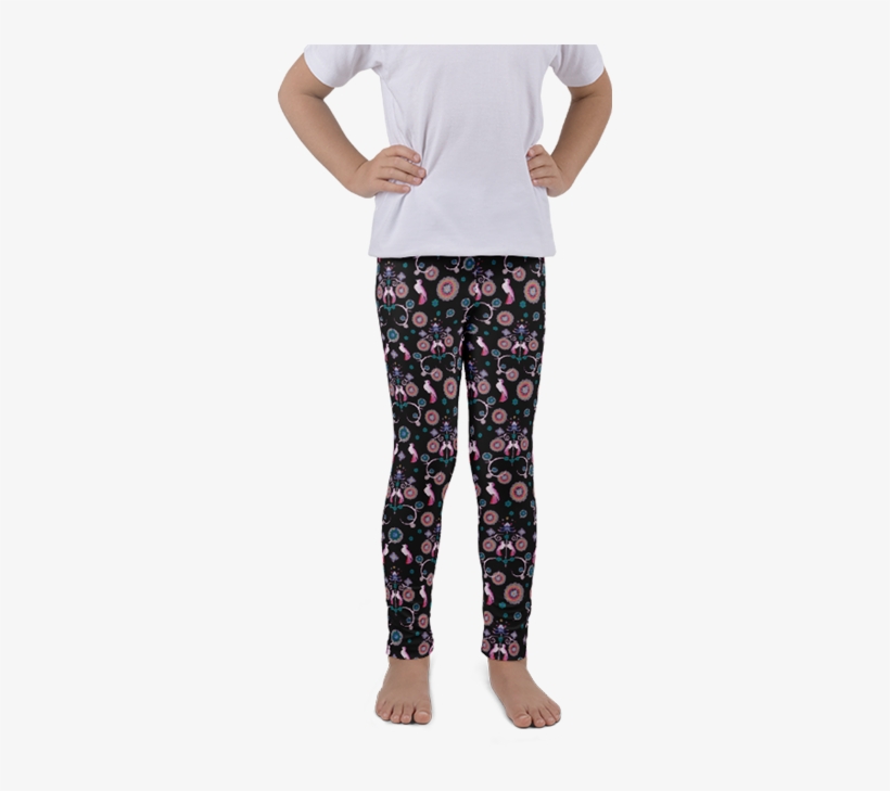 Bird Art Deco Black Kids Leggings - Kids Leggings Png, transparent png download