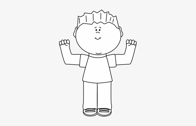 Black And White Boy Flexing - Black And White Clipart Boy With Puppy, transparent png download