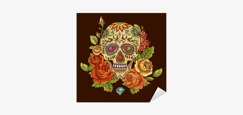 Day Of The Dead Skull And Rose, transparent png download