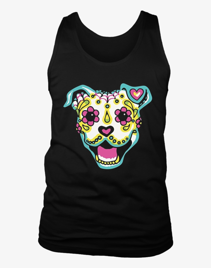 Sugar Skull Pitbull Calavera Day Of The Dead Holiday - Day Of The Dead Smiling Pitbull Women's Tees, transparent png download