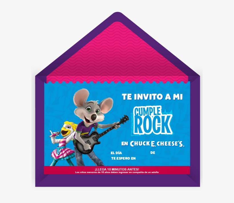 Descarga E Imprime - Invitacion Chuck E Cheese, transparent png download