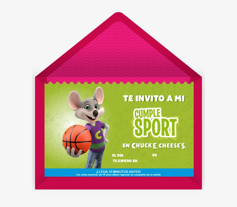 Descarga E Imprime - Invitacion Chuck E Cheese, transparent png download